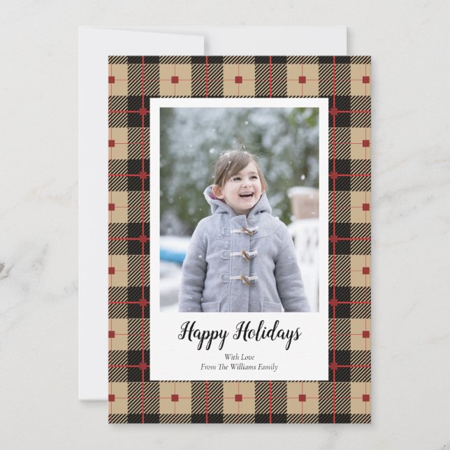 Plaid Christmas Photo Cards (Front)