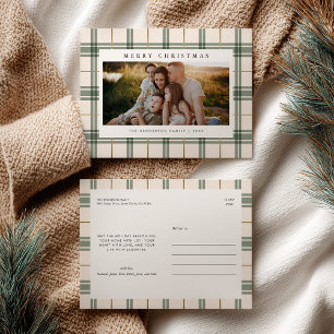 Plaid Christmas Postcard with Photo