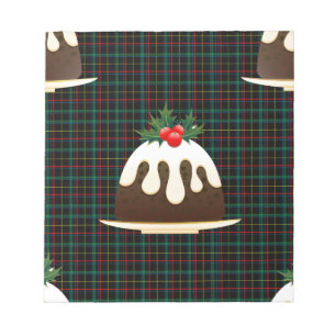 plaid christmas puddings notepad