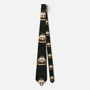 plaid christmas puddings tie