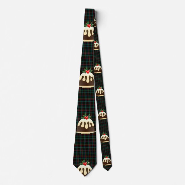 plaid christmas puddings tie (Front)