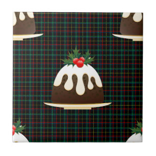 plaid christmas puddings tile