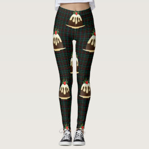 plaid christmas puddings xmas leggings