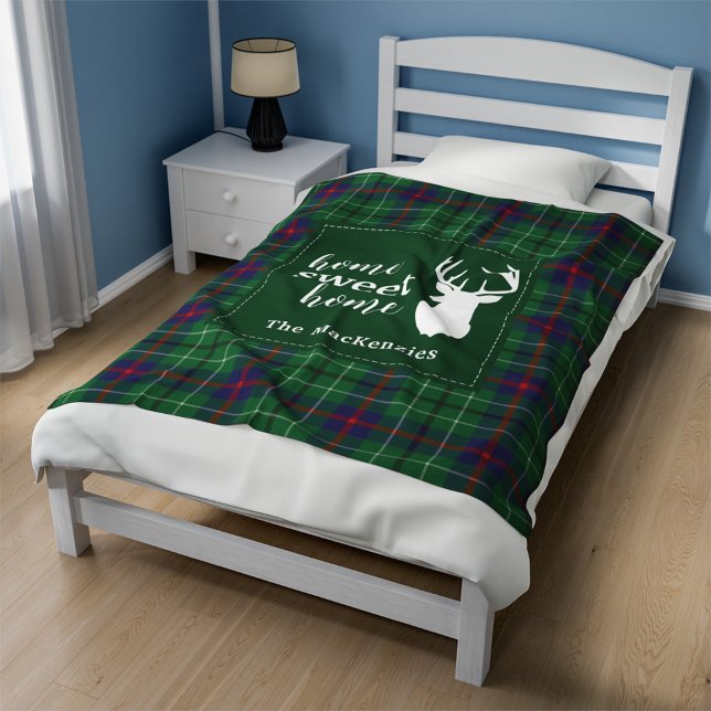 Plaid Christmas Rustic Tartan Fleece Blanket (Duncan Plaid Rustic Custom Tartan Fleece Blanket)