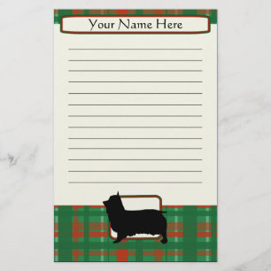 Plaid Christmas Silky Terrier Stationery