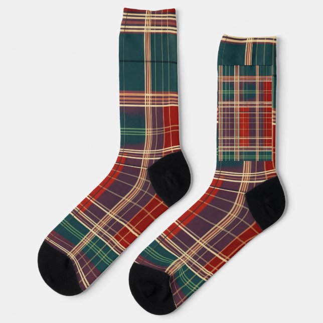 Plaid Christmas  Socks (Left)