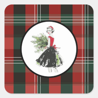Plaid Christmas Sticker