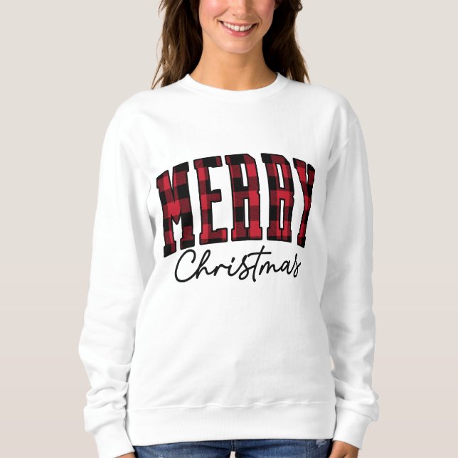 Plaid Christmas Sweatshirt | Women's Red (Front)