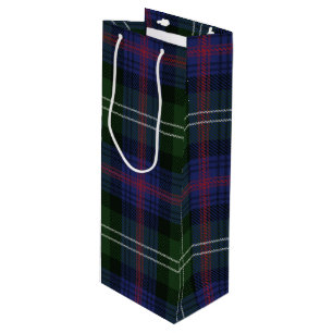Plaid Christmas Tartan Clan Sutherland Green Check Wine Gift Bag