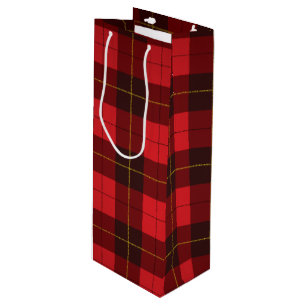 Plaid Christmas Tartan Clan Wallace Red Check Wine Gift Bag