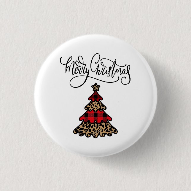 Plaid Christmas Tree Design Merry Christmas 3 Cm Round Badge (Front)