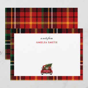 Plaid Christmas Tree Truck Note Card
