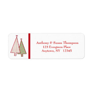 Plaid Christmas Trees Address Label