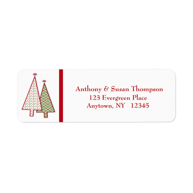 Plaid Christmas Trees Address Label (Front)