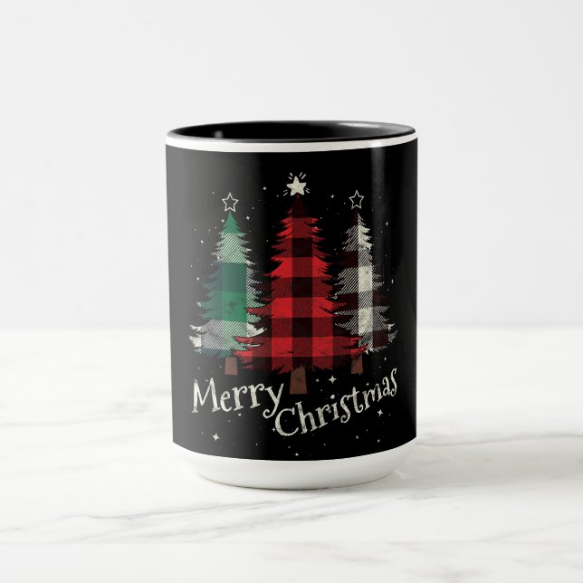 Plaid Christmas Trees  Mug (Center)
