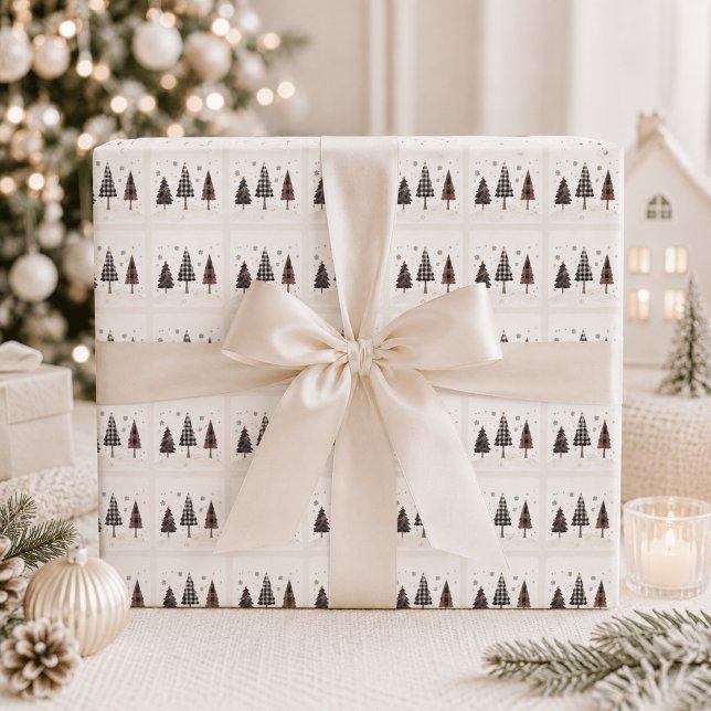 Plaid Christmas Trees Personalised Holiday  Wrapping Paper (Creator Uploaded)