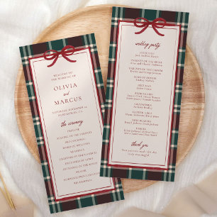Plaid Christmas Wedding Program   Holiday Tartan Programme