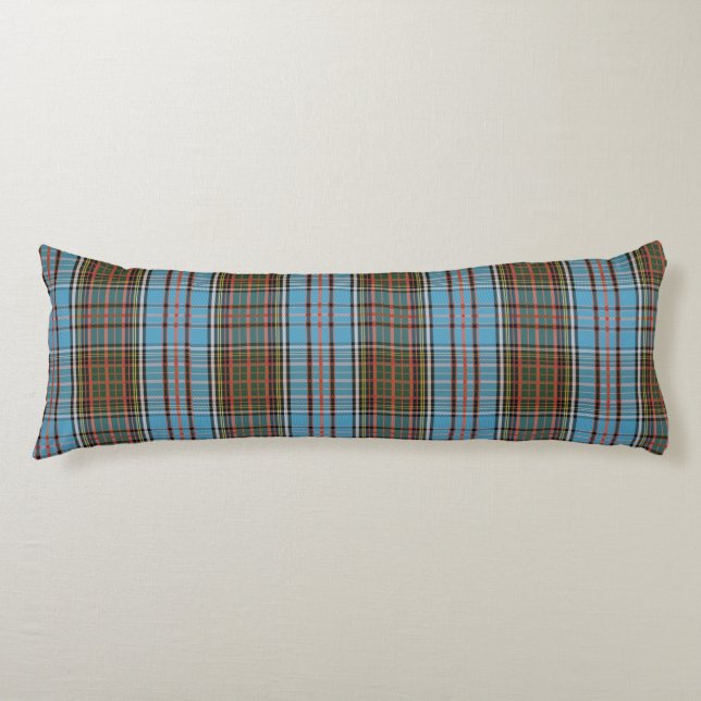 Plaid Clan Anderson Brown Teal Check Tartan Body Cushion (Front)