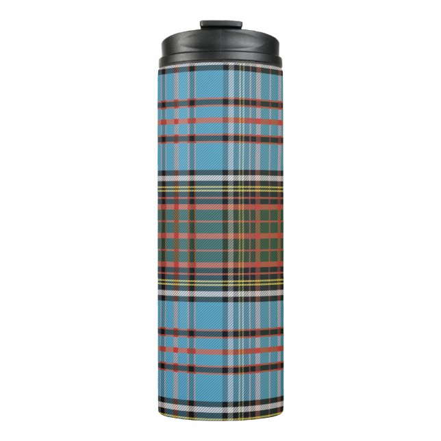 Plaid Clan Anderson Light Blue Check Tartan Thermal Tumbler (Front)