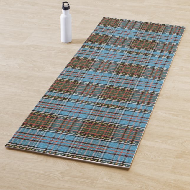 Plaid Clan Anderson Teal Check Tartan Yoga Mat (In Situ)