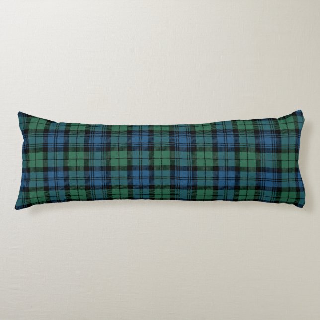 Plaid Clan Campbell Green Blue Check Tartan Body Cushion (Front)