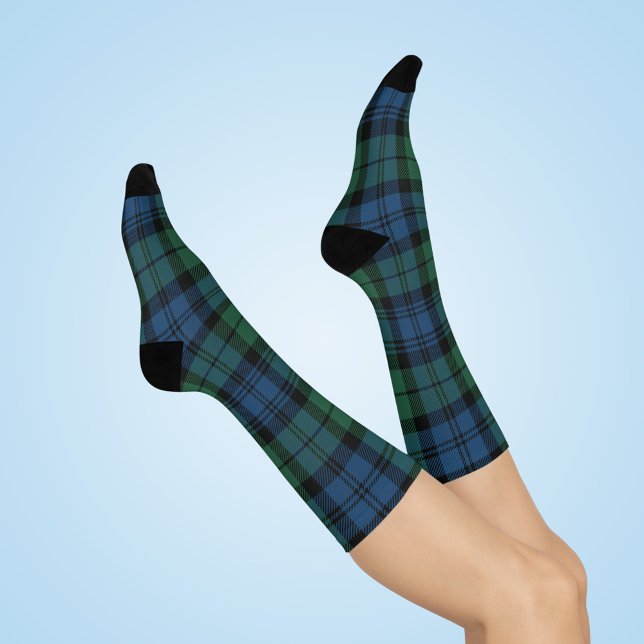Plaid Clan Campbell Green Rustic Tartan Socks (Plaid Campbell Tartan Blue Green Check Socks)