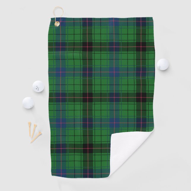 Plaid Clan Davidson Blue Green Black Check Tartan Golf Towel (InSitu)