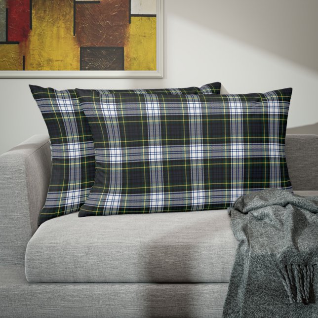 Plaid Clan Gordon Tartan Green White Check Decorative Cushion (Plaid Clan Gordon Tartan Green White Accent Pillow)