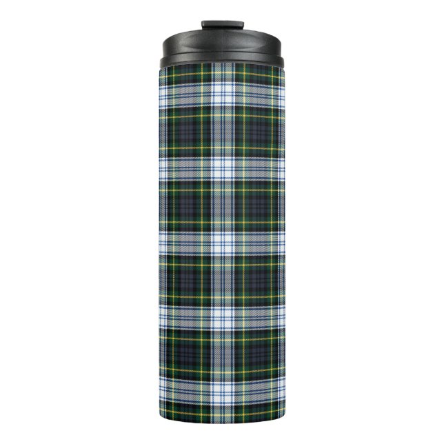 Plaid Clan Gordon White Green Check Tartan Thermal Tumbler (Front)