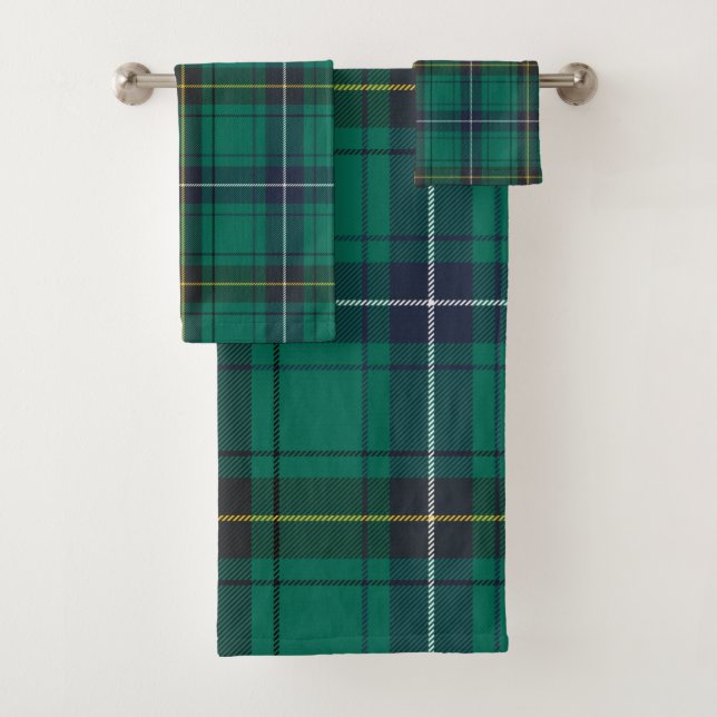 Plaid Clan Henderson Green Check Tartan Bath Towel Set (Insitu)