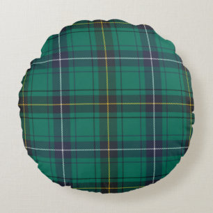 Plaid Clan Henderson Green Check Tartan Round Cushion