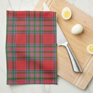 Plaid Clan MacBean Red Green Check Tartan Tea Towel