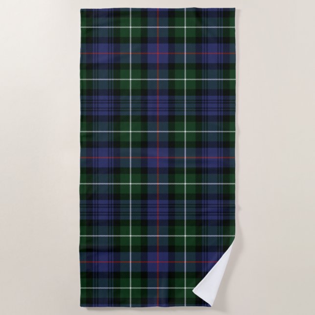 Plaid Clan MacKenzie Green Purple Check Tartan Beach Towel (Front)