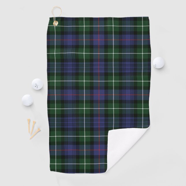 Plaid Clan MacKenzie Green Purple Check Tartan Golf Towel (InSitu)