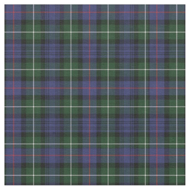 Plaid Clan MacKenzie Tartan Green Purple Check Fabric (Close Up)
