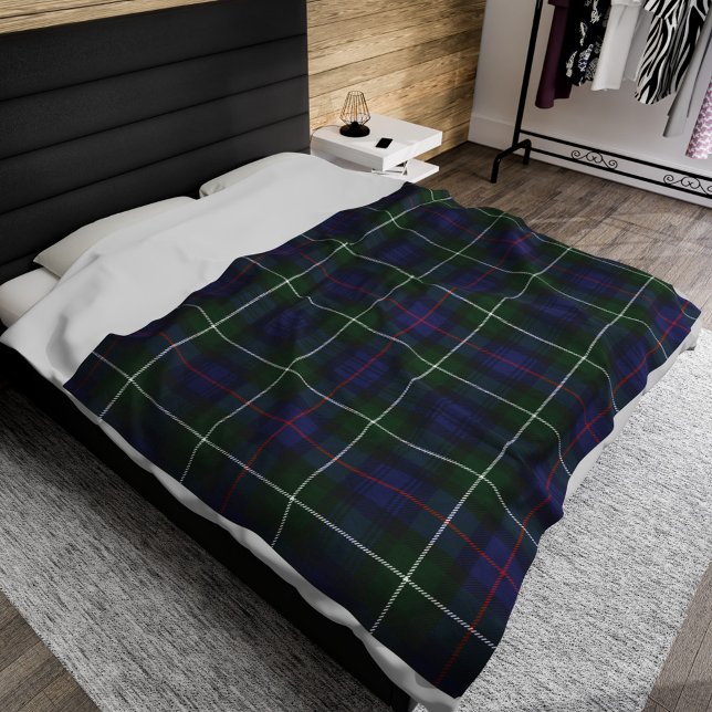 Plaid Clan MacKenzie Tartan Green Purple Check Fleece Blanket (Plaid Rustic Green Purple MacKenzie Tartan Blanket)