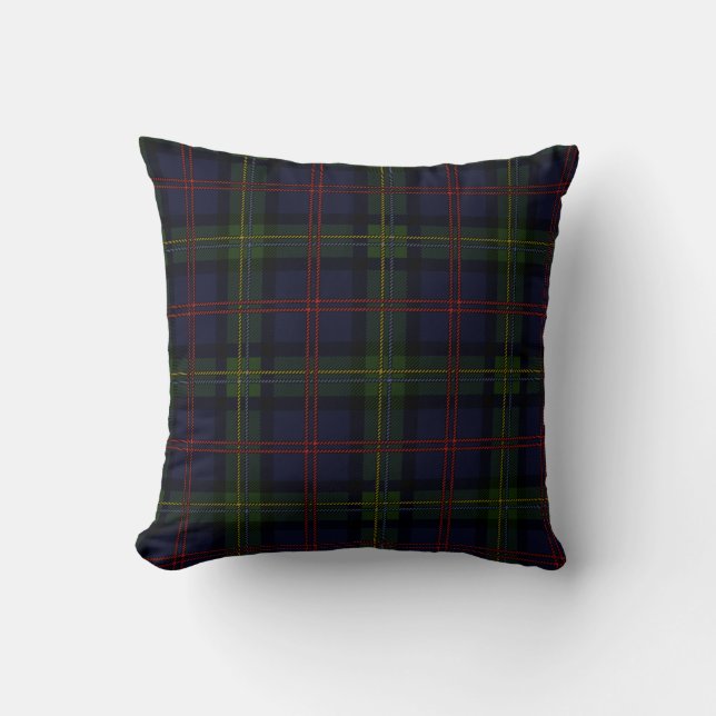Plaid Clan Malcolm Purple Black Green Check Tartan Cushion (Front)