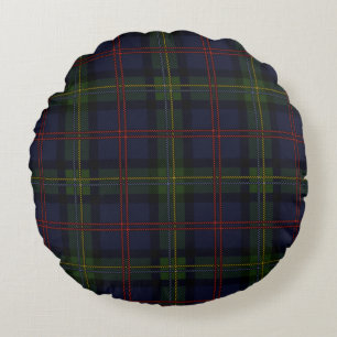 Plaid Clan Malcolm Purple Green Chequered Tartan Round Cushion