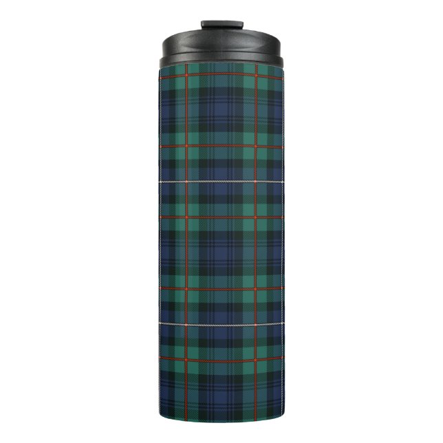 Plaid Clan Robertson Green Purple Check Tartan Thermal Tumbler (Front)