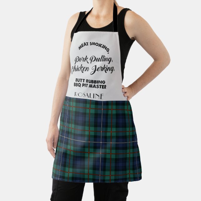 Plaid Clan Robertson Tartan Chequered Kitchen Apron (Insitu)