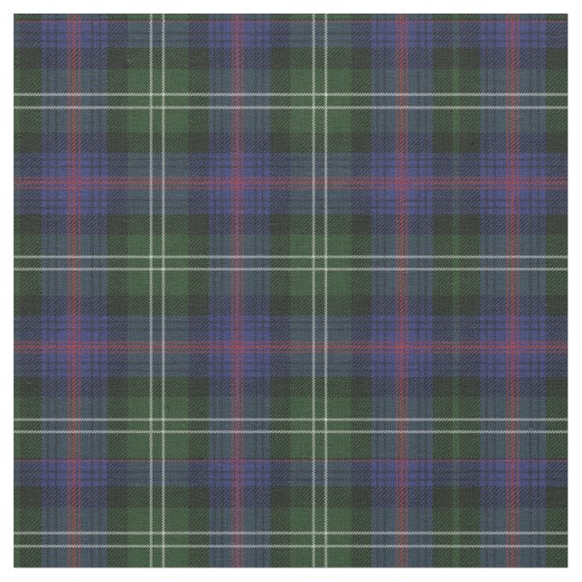 Plaid Clan Sutherland Tartan Green Purple Check Fabric (Close Up)
