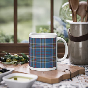 Plaid Clan Thompson Tartan Blue Grey Check Coffee Mug