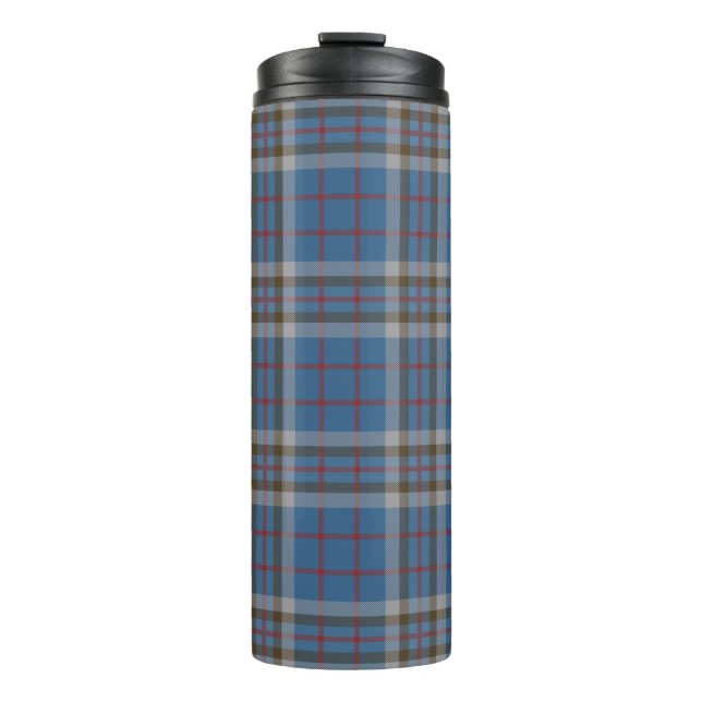 Plaid Clan Thompson Tartan Blue Grey Check Coffee  Thermal Tumbler (Front)