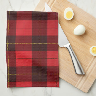 Plaid Clan Wallace Red Black Check Tartan Tea Towel