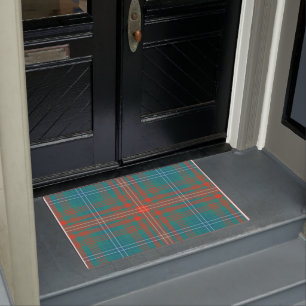 Plaid Clan Wilson Orange Turquoise Check Tartan Doormat