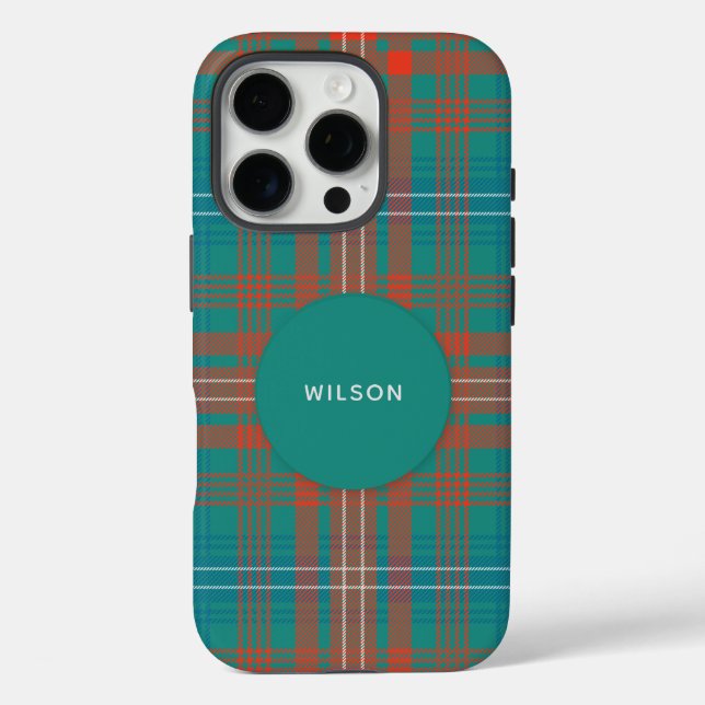 Plaid Clan Wilson Turquoise Rustic Tartan Case-Mate iPhone Case (Back)