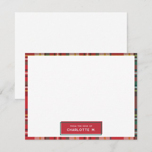 Plaid Classic Colourful Personalised Student Name Card (Front/Back)