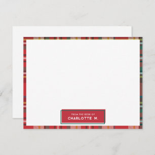 Plaid Classic Colourful Personalised Student Name Card