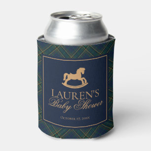 Plaid Classic Rocking Horse Baby Shower Favor Can Cooler