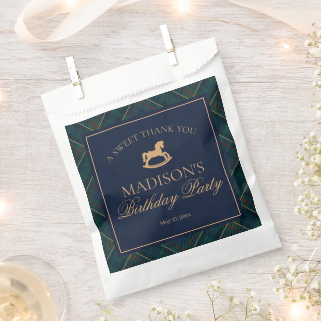 Plaid Classic Rocking Horse Birthday Dessert Favour Bags (Clipped)